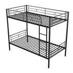 Bellemave Litera metálica doble sobre doble, resistente estructura de acero, acabado en negro, se convierte en dos camas individuales, listones de alta resistencia, no necesita somier
