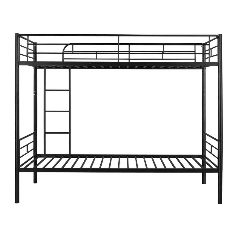 Bellemave Litera metálica doble sobre doble, resistente estructura de acero, acabado en negro, se convierte en dos camas individuales, listones de alta resistencia, no necesita somier