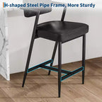 Juego de 2 taburetes de bar de altura de mostrador, taburetes de cocina tapizados con reposapiés y patas de metal, sillas de bar de piel sintética para isla de cocina