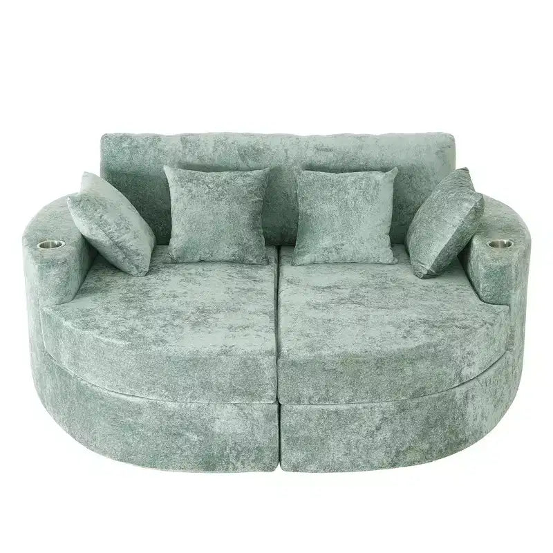Sofá diván extra grande Polibi con portavasos y almohadas