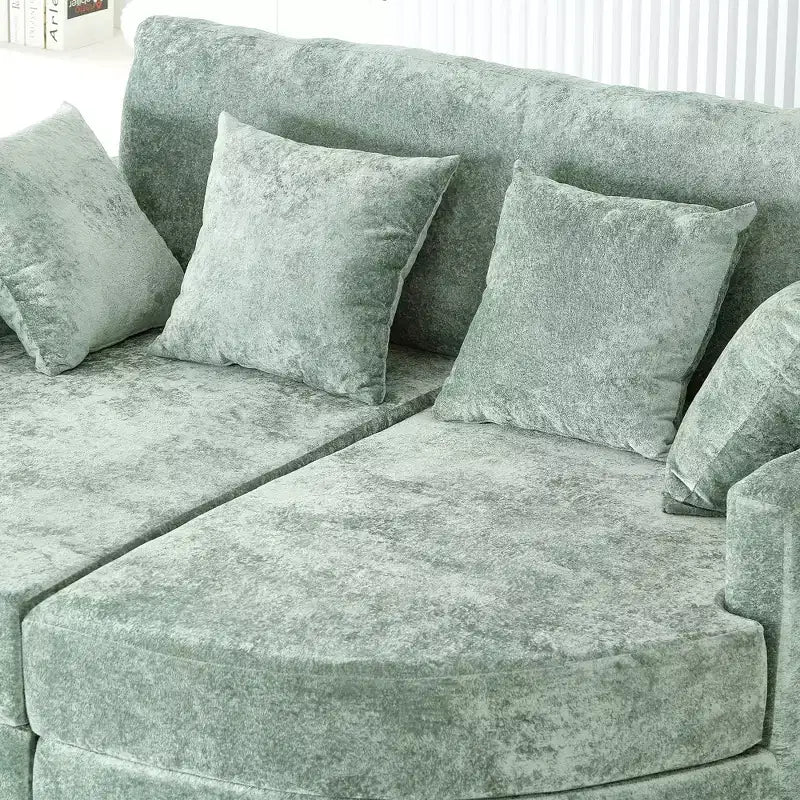 Sofá diván extra grande Polibi con portavasos y almohadas