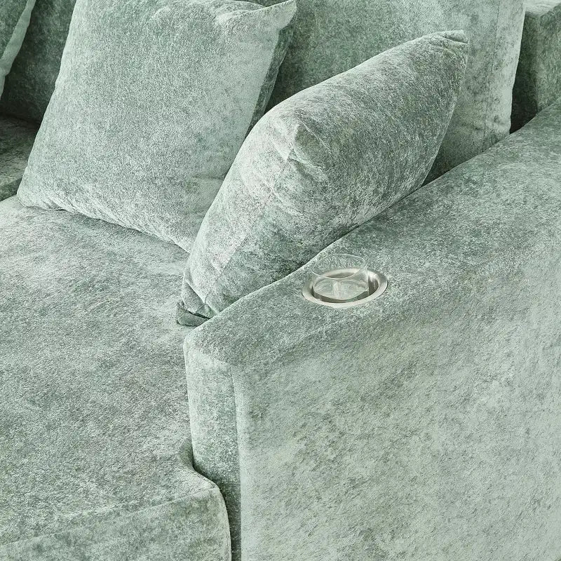 Sofá diván extra grande Polibi con portavasos y almohadas