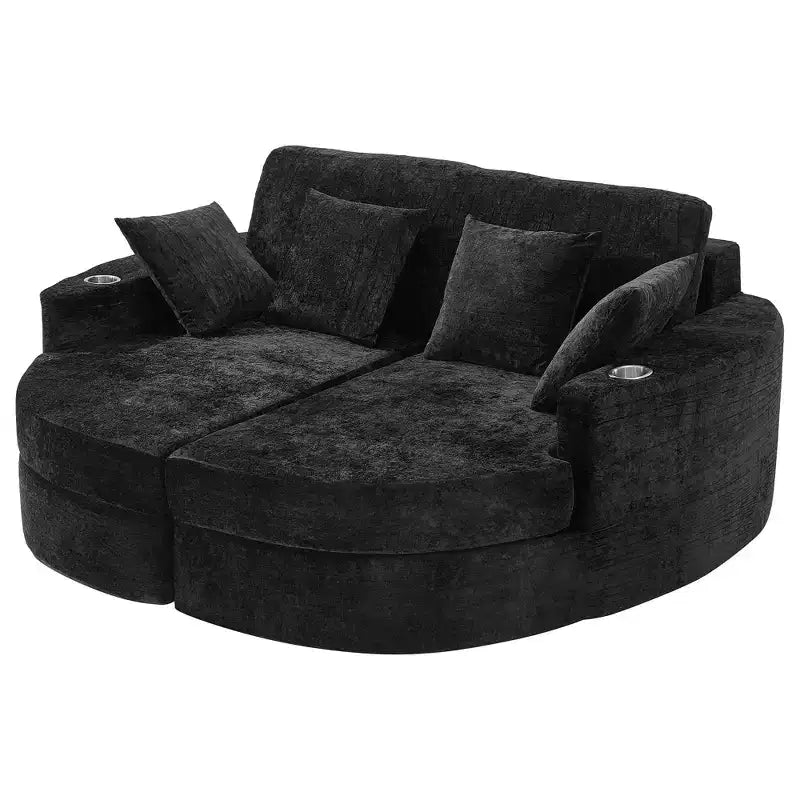 Sofá diván extra grande Polibi con portavasos y almohadas
