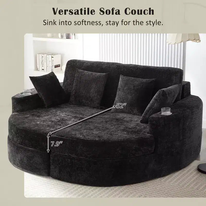 Sofá diván extra grande Polibi con portavasos y almohadas