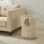 Royal Hampton Accent Table, Light Natural Brown Cement, Log Shape, 14 Inch