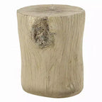 Mesa auxiliar, cemento marrón natural claro, forma de tronco, 35,5 cm
