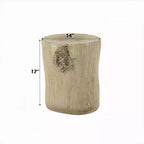 Mesa auxiliar, cemento marrón natural claro, forma de tronco, 35,5 cm