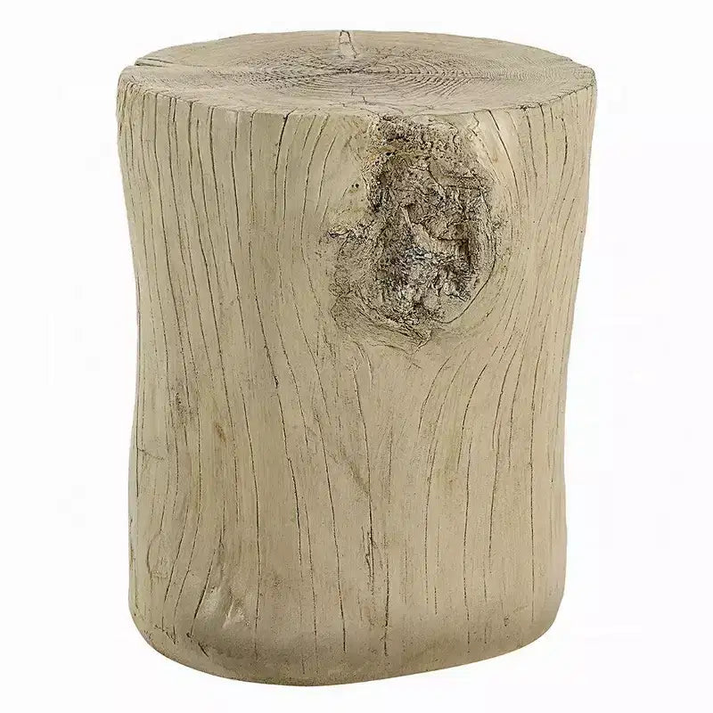 Mesa auxiliar, cemento marrón natural claro, forma de tronco, 35,5 cm