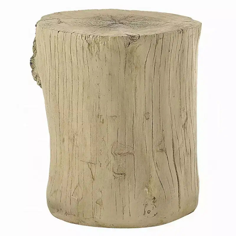 Mesa auxiliar, cemento marrón natural claro, forma de tronco, 35,5 cm