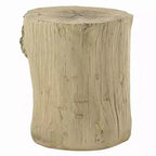 Mesa auxiliar, cemento marrón natural claro, forma de tronco, 35,5 cm