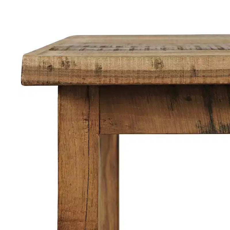 Mesa auxiliar rústica de madera maciza recuperada con estante de almacenamiento