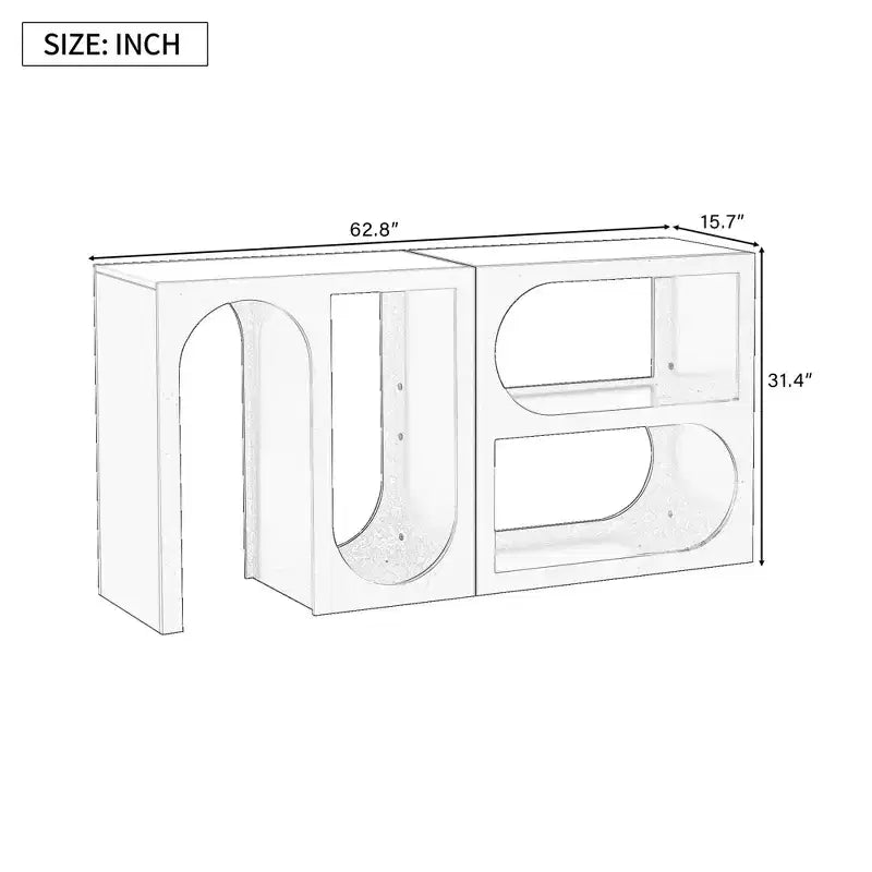 Mesa de consola modular, mesa auxiliar estrecha y larga, mesa de recibidor de entrada con exterior rectangular y diseño curvo para sala de estar, negra