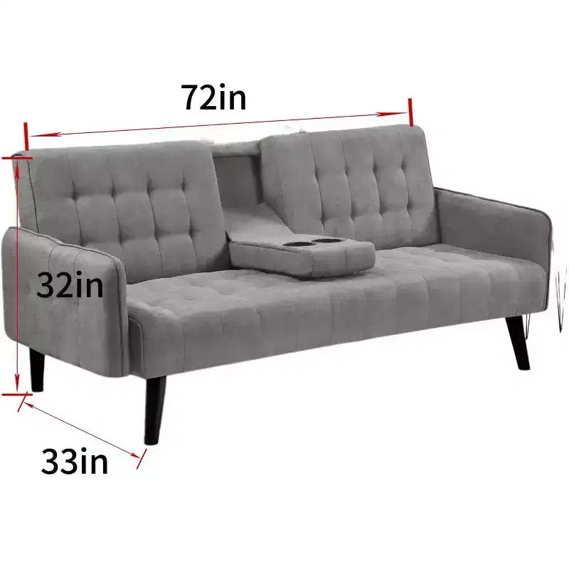 Sofá Cama Convertible Homy Casa con Portavasos y Mesa Plegable, para Sala de Estar
