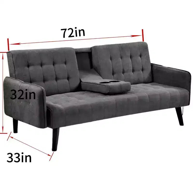 Sofá Cama Convertible Homy Casa con Portavasos y Mesa Plegable, para Sala de Estar