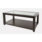 Mesa de centro rectangular contemporánea con incrustación de vidrio