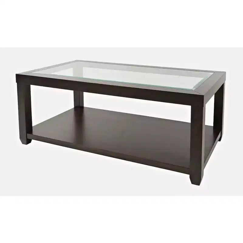 Mesa de centro rectangular contemporánea con incrustación de vidrio