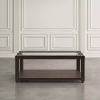 Mesa de centro rectangular contemporánea con incrustación de vidrio