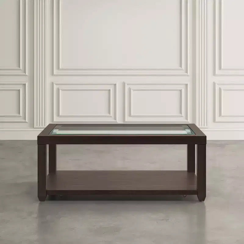 Mesa de centro rectangular contemporánea con incrustación de vidrio