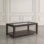 Mesa de centro rectangular contemporánea con incrustación de vidrio