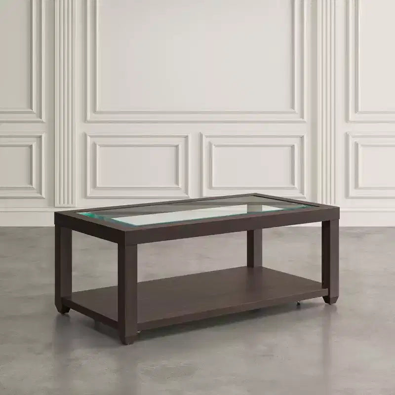 Mesa de centro rectangular contemporánea con incrustación de vidrio