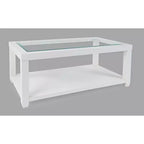 Mesa de centro rectangular contemporánea con incrustación de vidrio