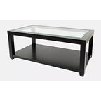 Mesa de centro rectangular contemporánea con incrustación de vidrio