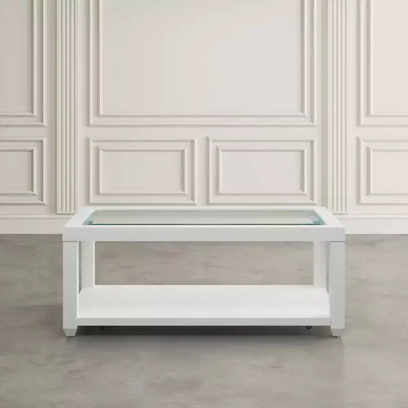 Mesa de centro rectangular contemporánea con incrustación de vidrio