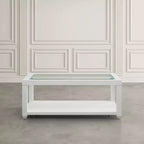 Mesa de centro rectangular contemporánea con incrustación de vidrio