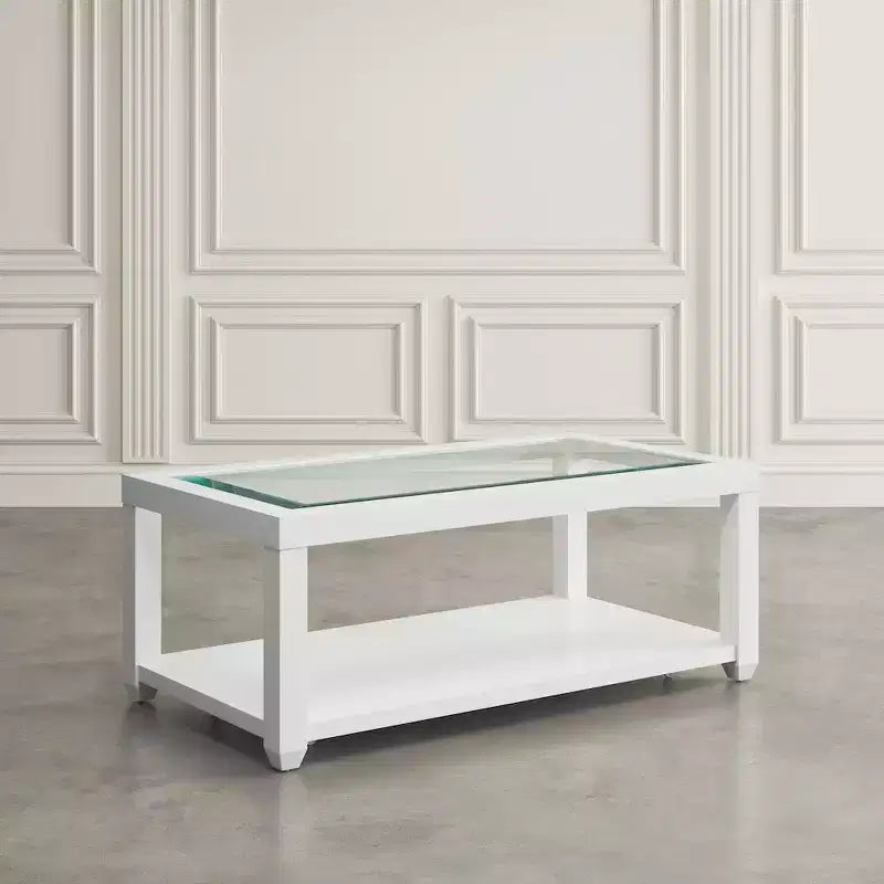 Mesa de centro rectangular contemporánea con incrustación de vidrio
