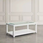 Mesa de centro rectangular contemporánea con incrustación de vidrio