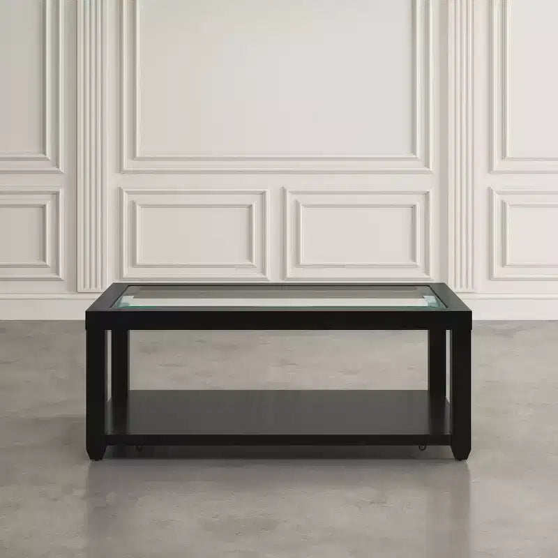 Mesa de centro rectangular contemporánea con incrustación de vidrio