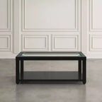 Mesa de centro rectangular contemporánea con incrustación de vidrio