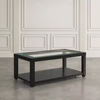 Mesa de centro rectangular contemporánea con incrustación de vidrio