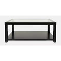 Mesa de centro rectangular contemporánea con incrustación de vidrio