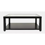 Mesa de centro rectangular contemporánea con incrustación de vidrio