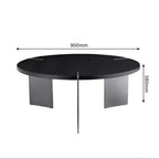Mesa de centro redonda con tapa de madera de nogal y base de metal negro, centro de mesa moderno para sala de estar - Panipeachy