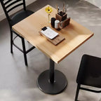 Mesa de interior de madera maciza rectangular Bennett de Flash Furniture con base de hierro fundido redonda de 18 pulgadas, resistente a la oxidación y con altura de barra