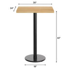 Mesa de interior de madera maciza rectangular Bennett de Flash Furniture con base de hierro fundido redonda de 18 pulgadas, resistente a la oxidación y con altura de barra