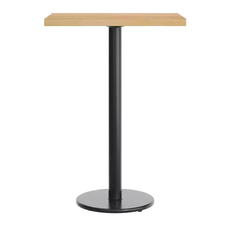 Mesa de interior de madera maciza rectangular Bennett de Flash Furniture con base de hierro fundido redonda de 18 pulgadas, resistente a la oxidación y con altura de barra