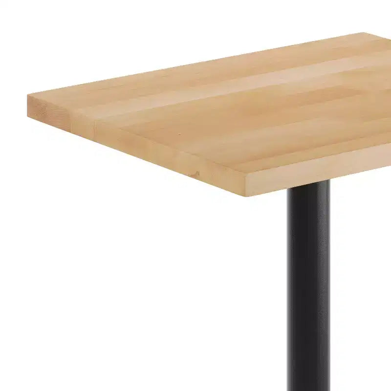 Mesa de interior de madera maciza rectangular Bennett de Flash Furniture con base de hierro fundido redonda de 18 pulgadas, resistente a la oxidación y con altura de barra