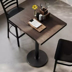Mesa de interior de madera maciza rectangular Bennett de Flash Furniture con base de hierro fundido redonda de 18 pulgadas, resistente a la oxidación y con altura de barra