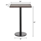 Mesa de interior de madera maciza rectangular Bennett de Flash Furniture con base de hierro fundido redonda de 18 pulgadas, resistente a la oxidación y con altura de barra