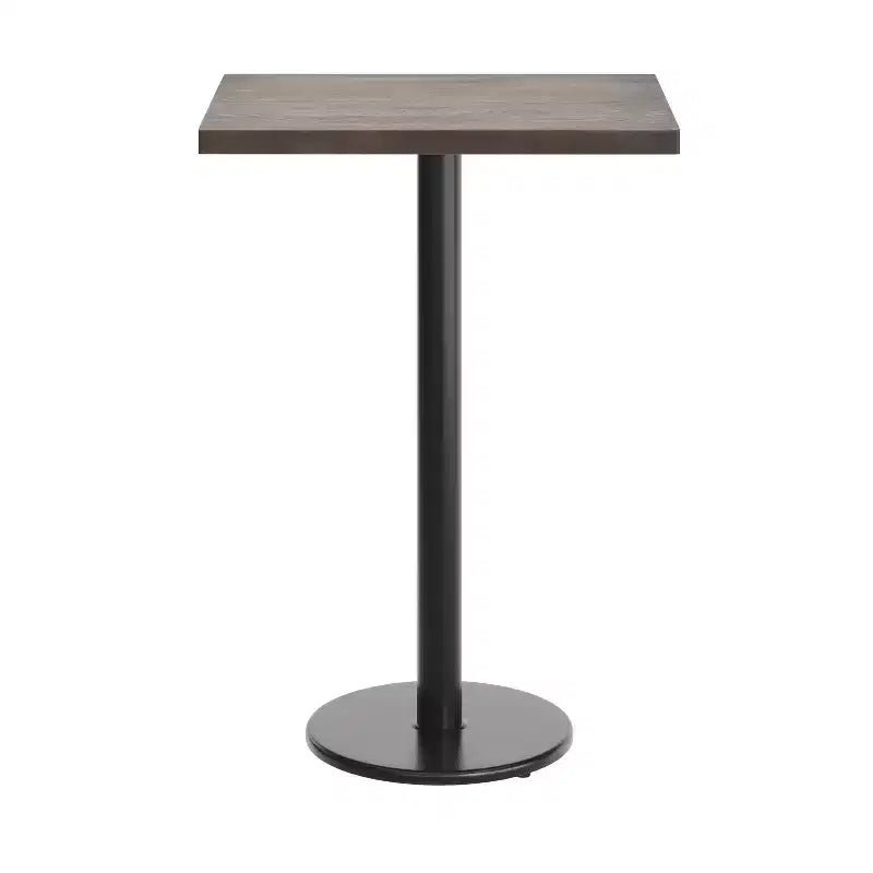 Mesa de interior de madera maciza rectangular Bennett de Flash Furniture con base de hierro fundido redonda de 18 pulgadas, resistente a la oxidación y con altura de barra