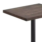 Mesa de interior de madera maciza rectangular Bennett de Flash Furniture con base de hierro fundido redonda de 18 pulgadas, resistente a la oxidación y con altura de barra