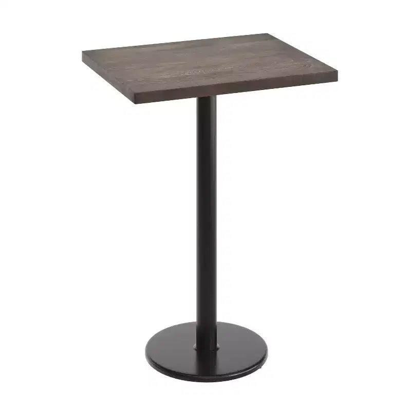 Flash Furniture Bennett Rectangular Solid Wood Commercial Indoor Tabletop with 18 Round Bar Height Rust-Resistant Cast Iron Base