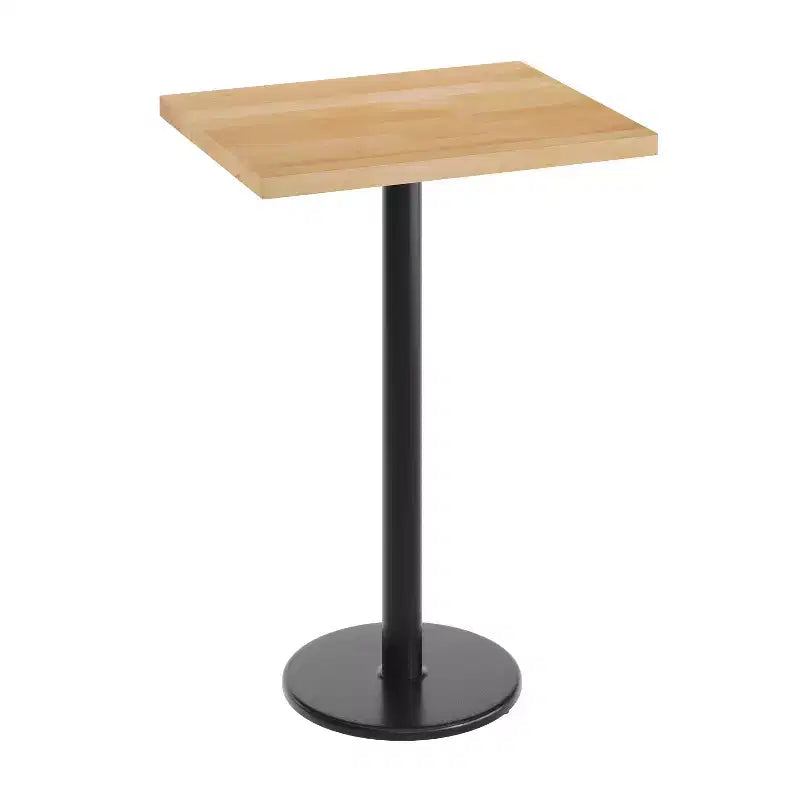 Mesa de interior de madera maciza rectangular Bennett de Flash Furniture con base de hierro fundido redonda de 18 pulgadas, resistente a la oxidación y con altura de barra
