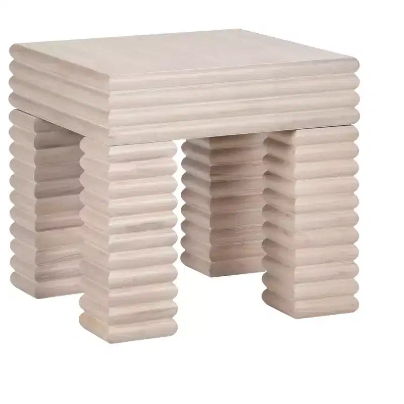 Crestview Collection Square Cream Solid Wood Accent_End Table
