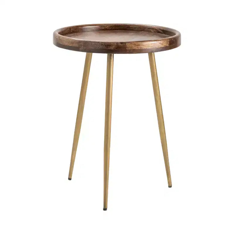 Crestview Collection Round Brown Solid Wood Accent_End Table