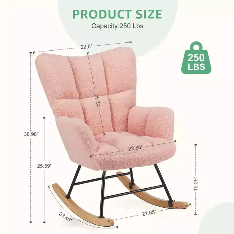 Mecedora planeadora moderna tapizada de Teddy con respaldo alto, silla de lectura para guardería, dormitorio, sala de estar
