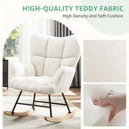 Mecedora planeadora moderna tapizada de Teddy con respaldo alto, silla de lectura para guardería, dormitorio, sala de estar